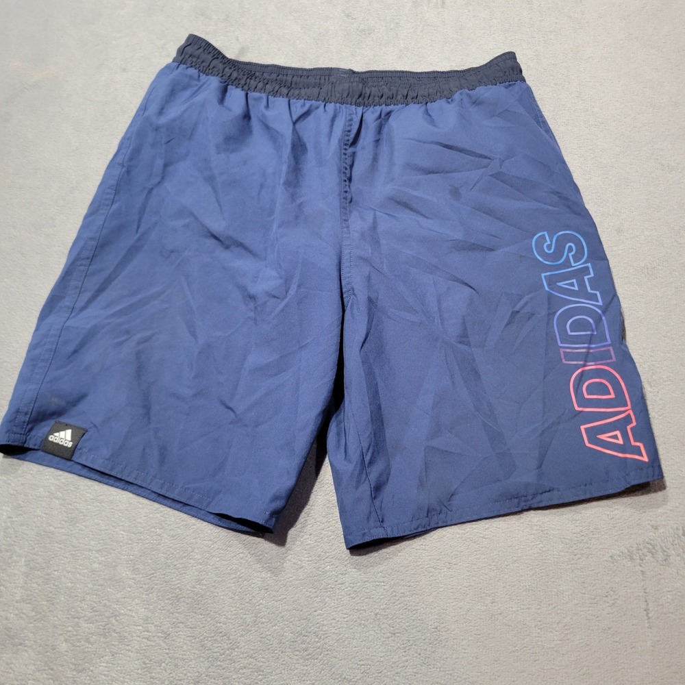 Adidas Swim Trunks Boys Large 13-14Y Navy Blue FL8721 Gradient Logo Athletic
